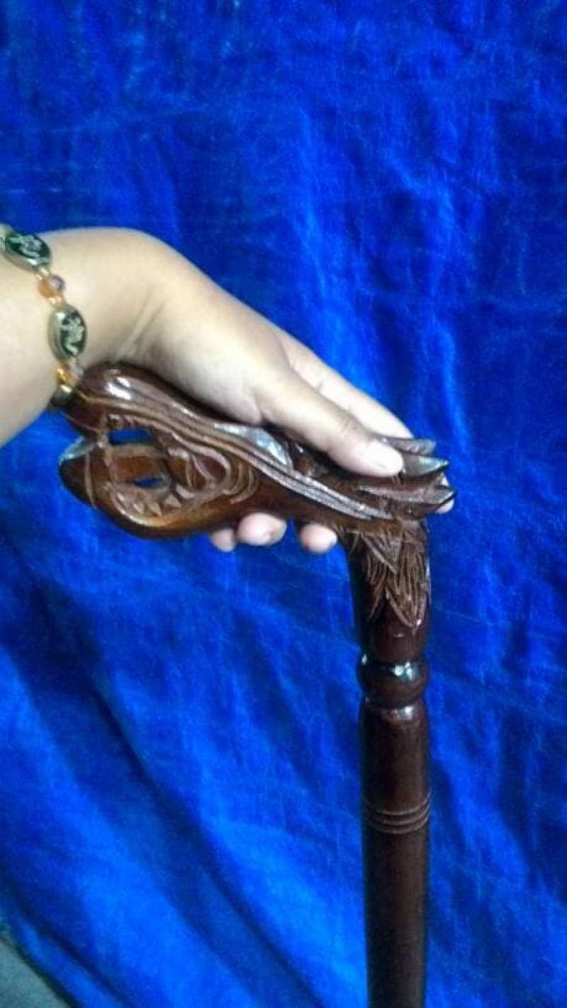 Promo Tongkat Jalan Orang Tua-Teken Kayu Jati-Model Kepala Naga. Diskon