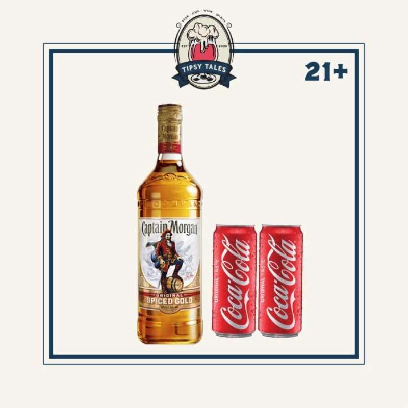 Jual Captain Spiced Rum Gold 750 ML + 2 Can CocaCola (Coke) di