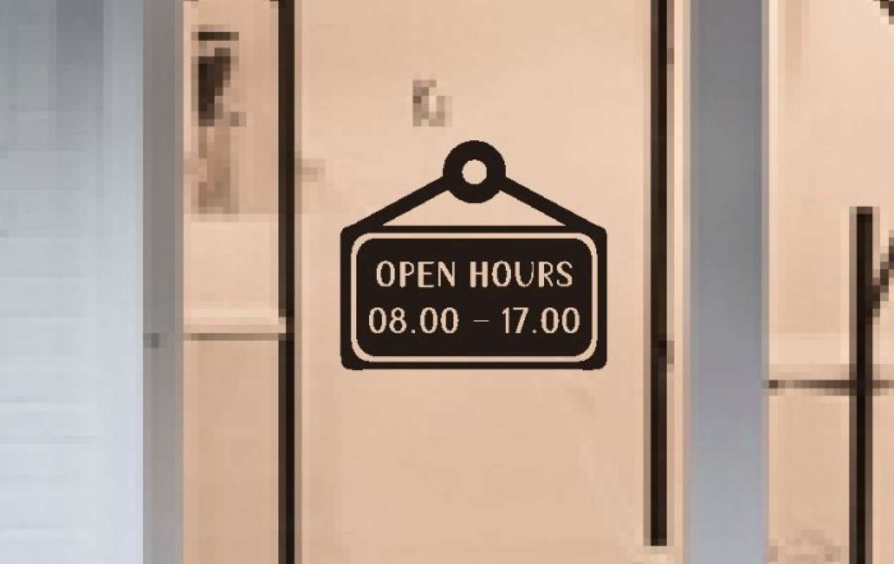 Promo Stiker Custom Open Hours Jam Buka Tutup Toko Cafe Sign