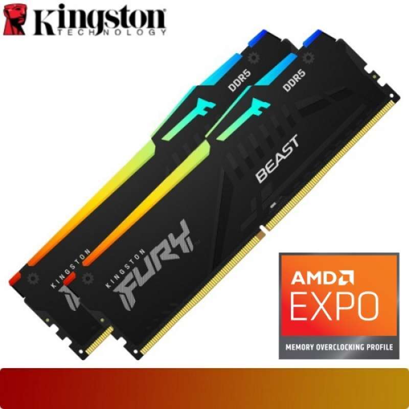 Kingston FURY Beast RGB 32Go (2x16Go) DDR5-5600 - RAM PC5-44800, Neuve