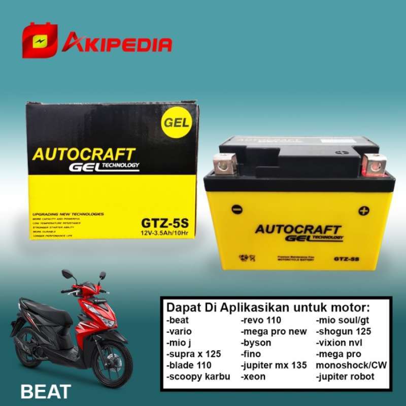 Promo Aki motor murah honda vario accu GTZ5S aki autocraft gel