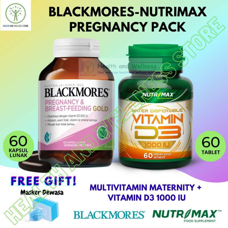 Jual Paket Blackmores Pregnancy And Breastfeeding Gold 60 Kapsul Lunak Dan Nutrimax Vitamin D3