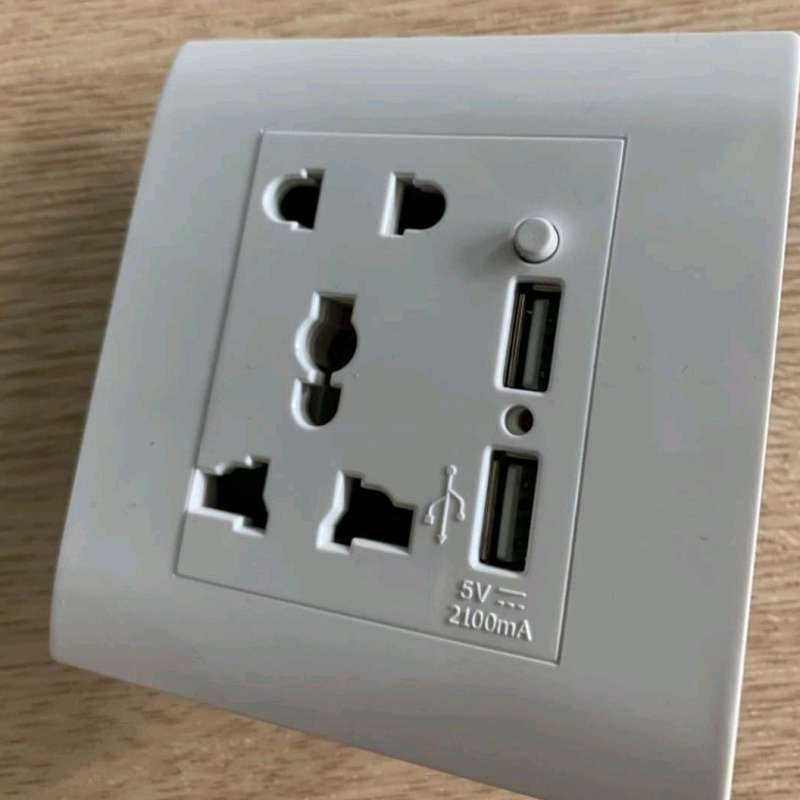 Jual Stop Kontak Colokan Listrik Dinding + Dual Usb Charger (saklar ...