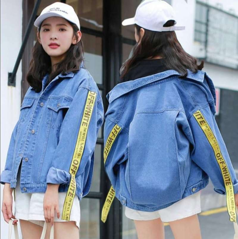 Jaket denim off white sales