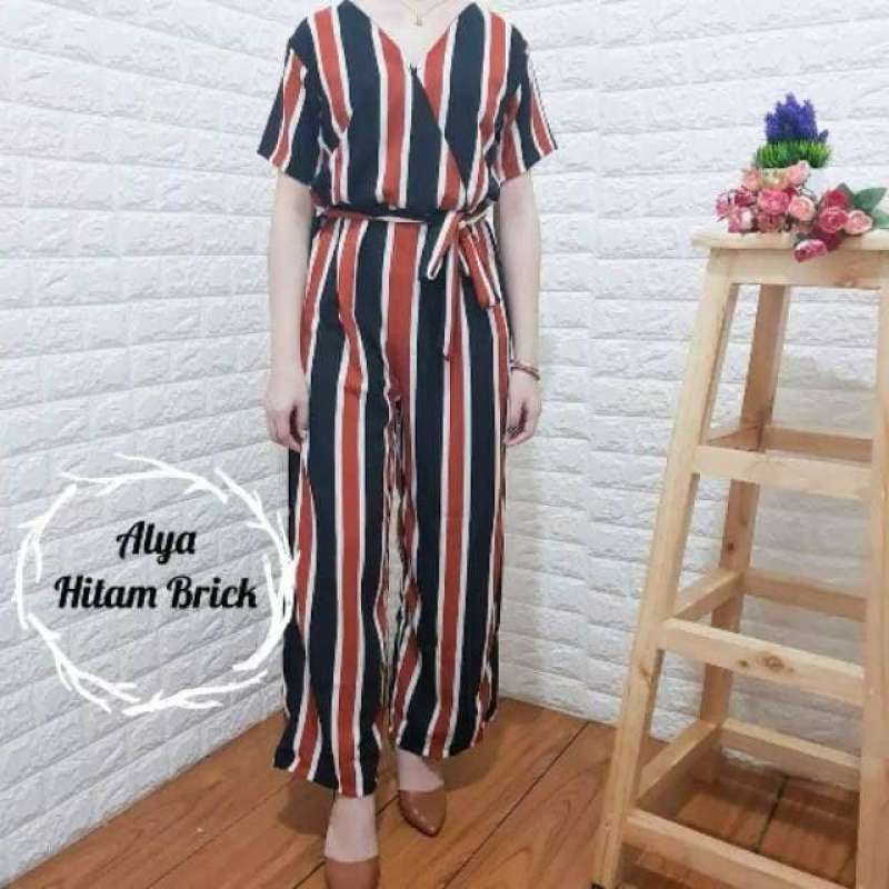 Jual Jumpsuit Alya Black Brick Bubblecrepe Di Seller Jr68shop