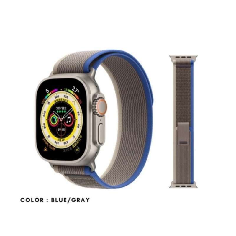 Strap apple watch ultra 49 mm trail loop tali jam iwatch 9 8 7 6 5 4 3 BLACK GREY SIZE 41 40 38MM