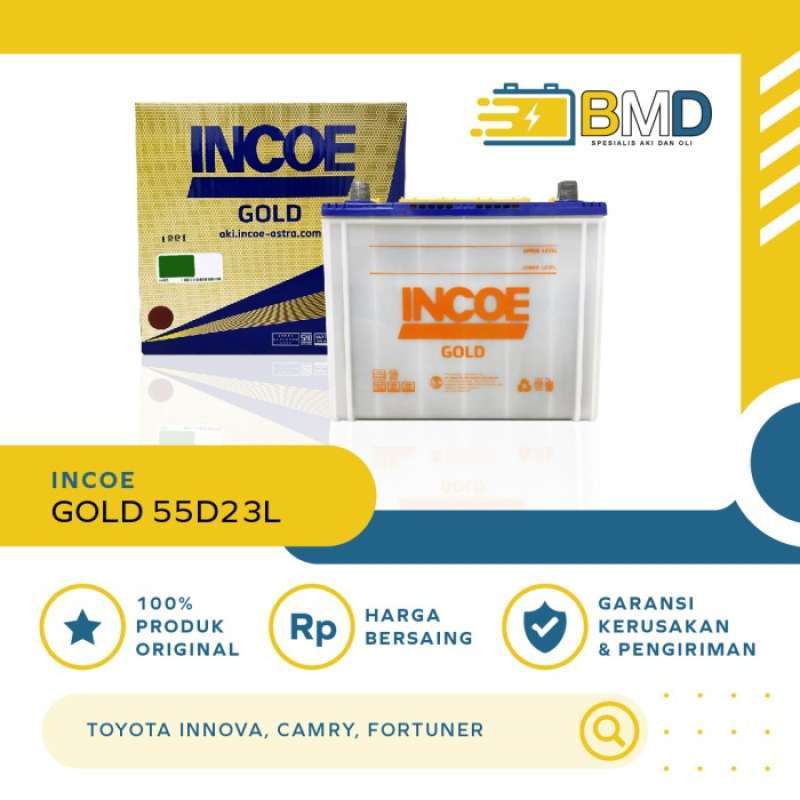 Promo Baru Aki Mobil Incoe Hybrid 55d23l Untuk Innova, Camry, Fortuner