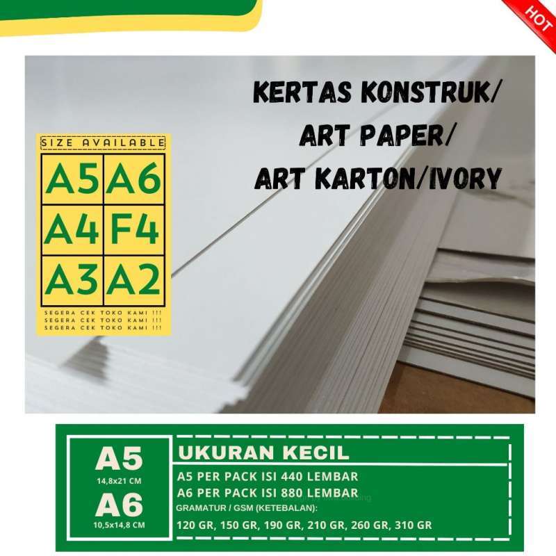 Jual Kertas Konstruk/art Paper/art Karton/ivory/kartu Tik 120310 Gram