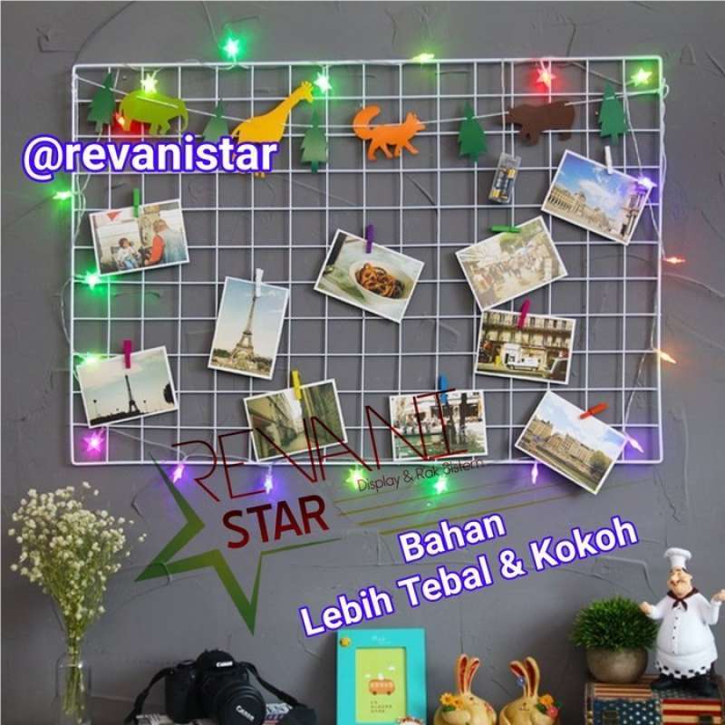 Promo Kawat Ram Dinding Wire Grid Wall Pajangan Aksesoris Foto Polaroid ...