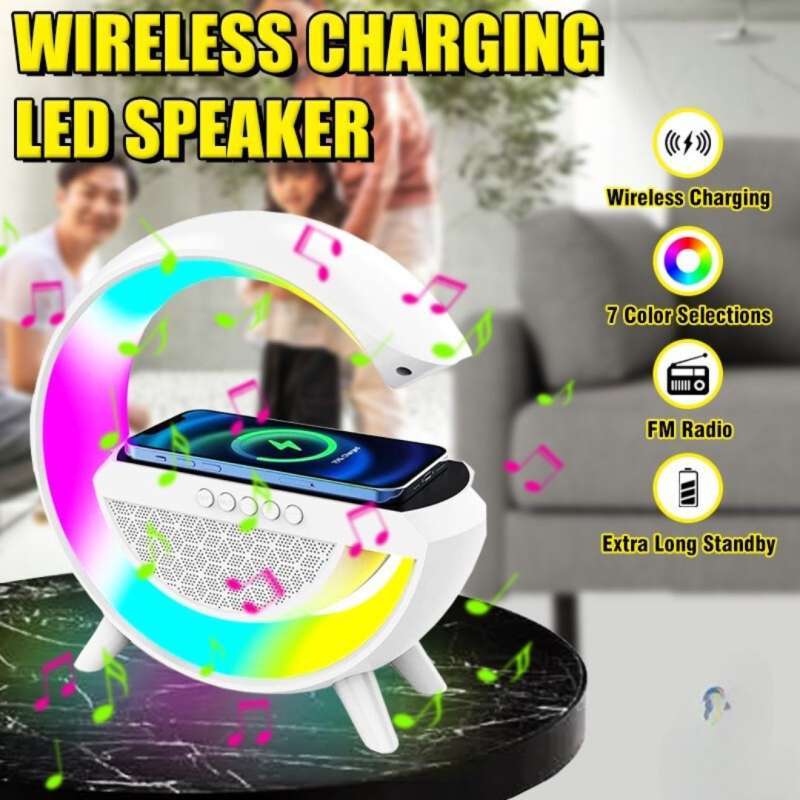 Jual Speaker Bluetooth Led Ambient Light Wireless Charger Lampu Meja ...