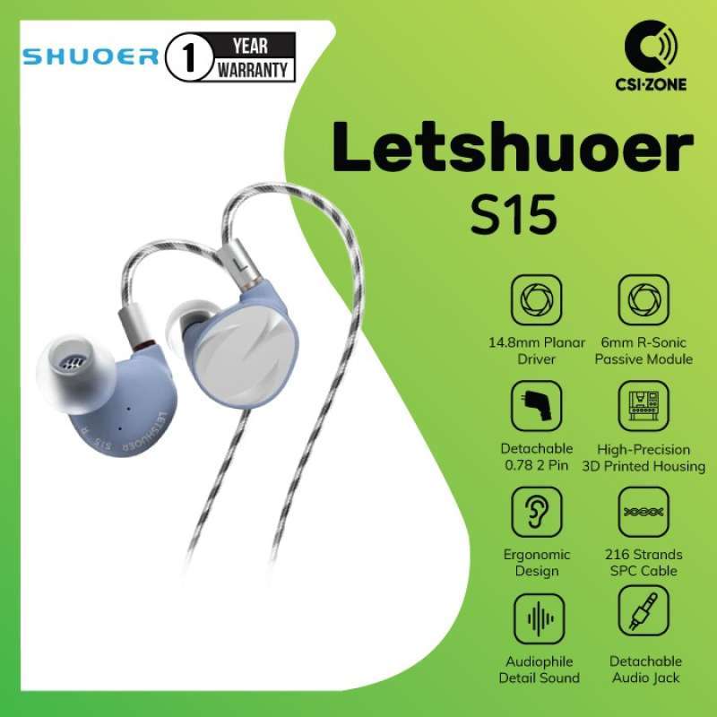 LETSHUOER S12 In-Ear Earphone 14.8mm Planar Magnetic Driver IEMS HiFi