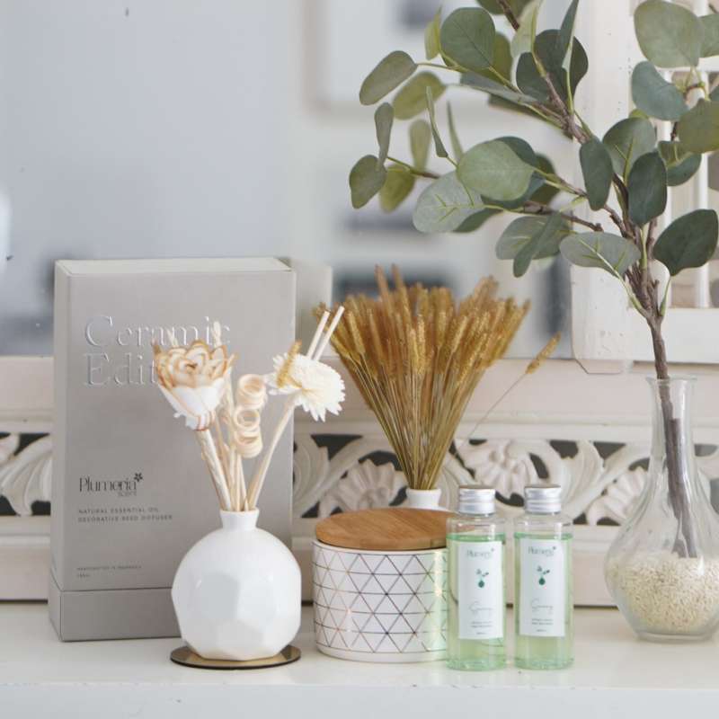 Jual Plumeria Scent Ceramic Reed Diffuser - Sewangi (green Tea & Lemon ...