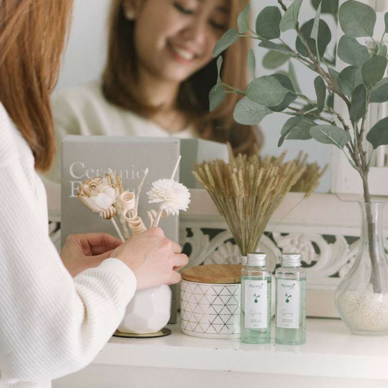 Jual Plumeria Scent Ceramic Reed Diffuser - Sewangi (green Tea & Lemon ...