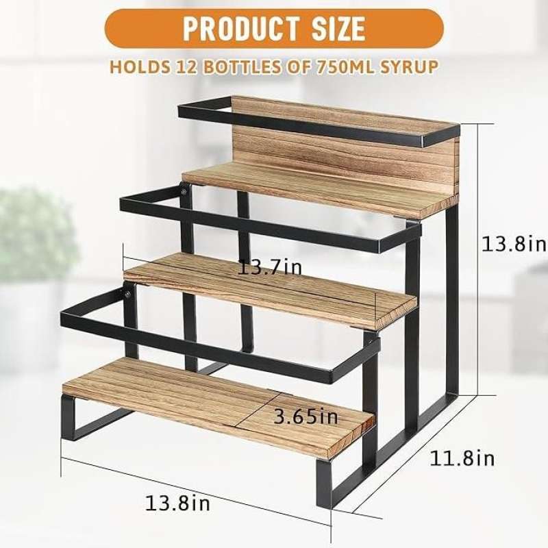 Jual Coffee Syrup Rack Organizer 3 Tier Syrup Bottle Holder Stand ...