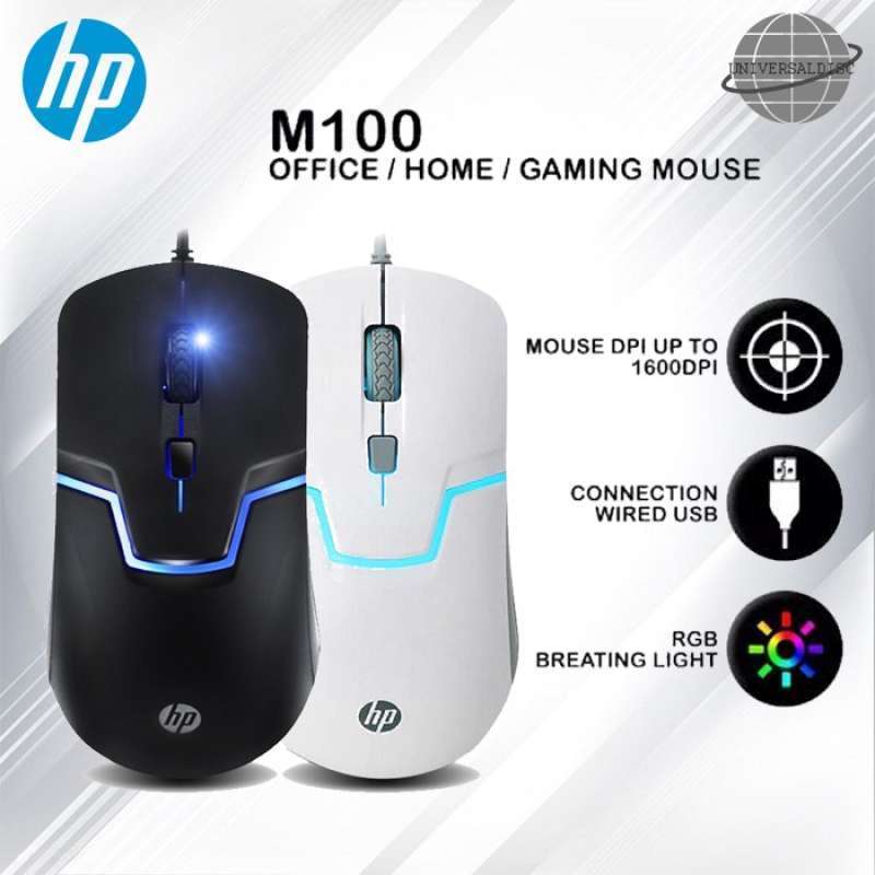 Promo 100% Produk Ori Hp M100 Gaming Mouse Led 1000 Dpi Diskon 23% Di