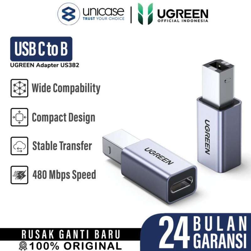 UGREEN Adapter USB B 2.0 to USB C - Gray US382 20120