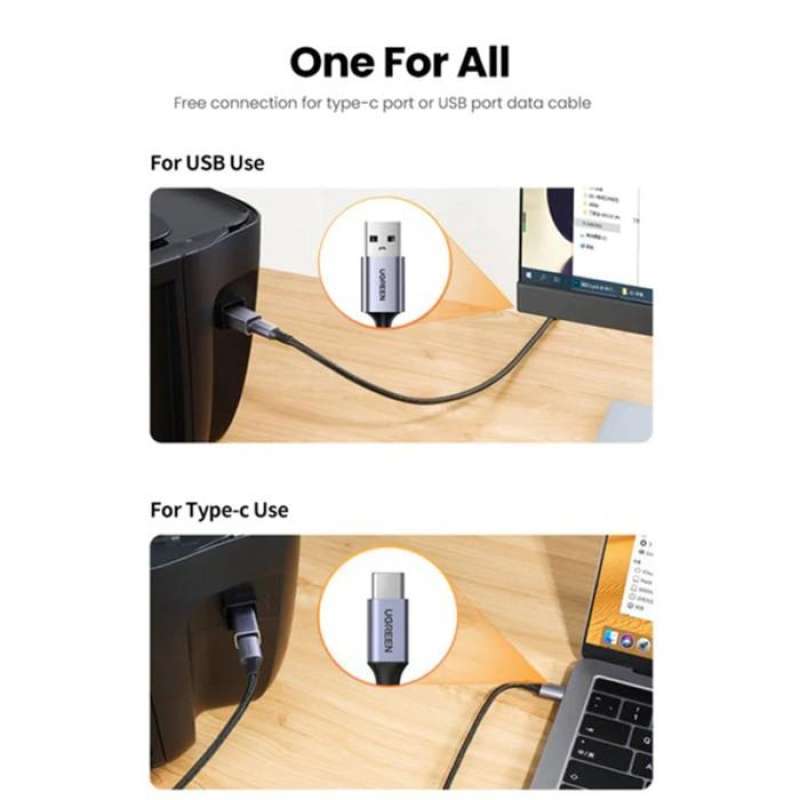 UGREEN Adapter USB B 2.0 to USB C - Gray US382 20120