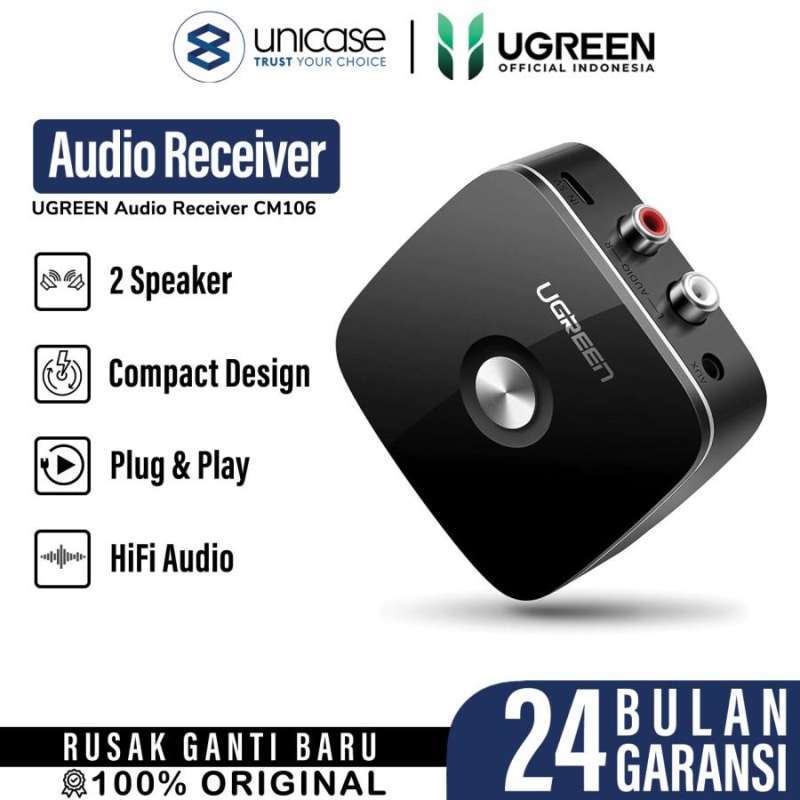 UGREEN Bluetooth Audio Receiver Wireless Bluetooth 5.1 Audio Receiver with 3.5mm and 2RCA Adapter - CM106 40759