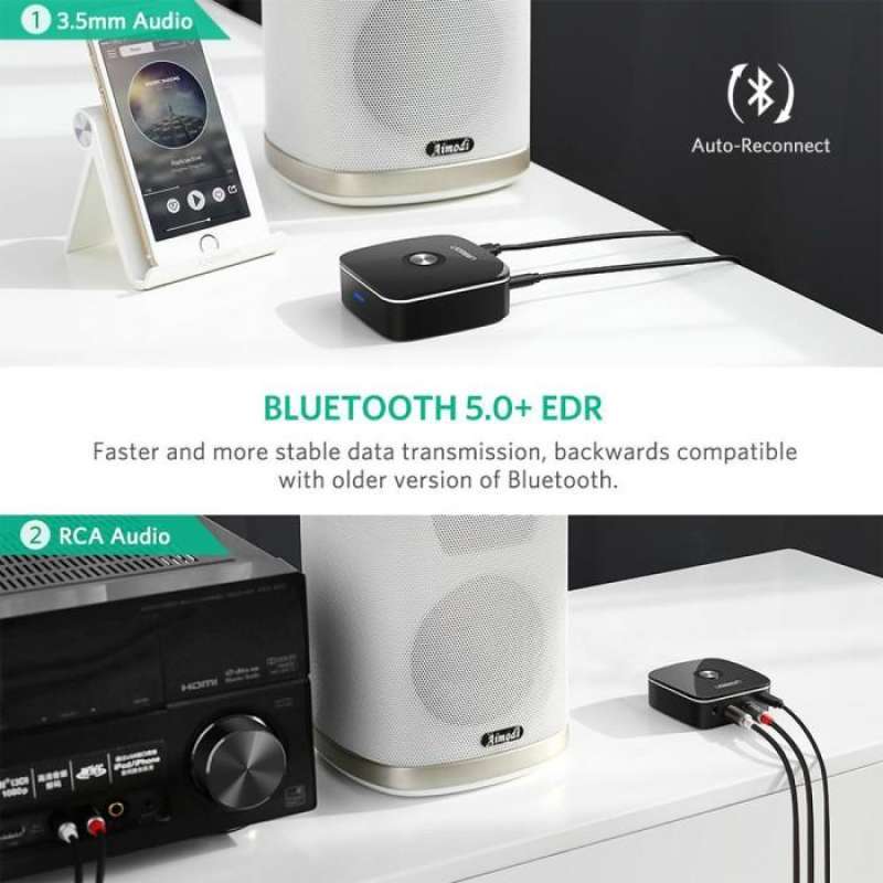 UGREEN Bluetooth Audio Receiver Wireless Bluetooth 5.1 Audio Receiver with 3.5mm and 2RCA Adapter - CM106 40759