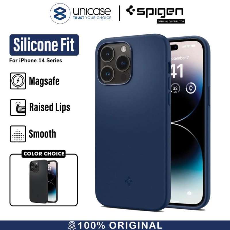 Case iPhone 14 Pro Max Plus Spigen Silicone Fit MagSafe Matte Casing