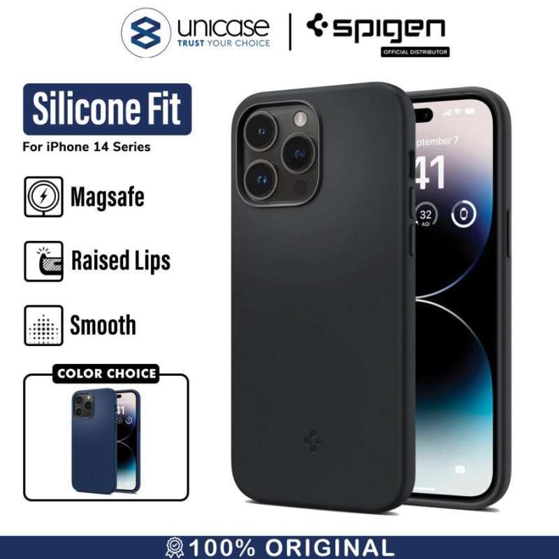 Case iPhone 14 Pro Max Plus Spigen Silicone Fit MagSafe Matte Casing