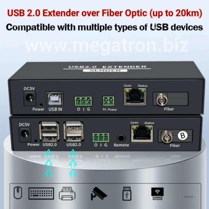 Jual 4 Port Usb 2.0 Extender Over Fiber Optic (fo) - Up To 20km Di ...