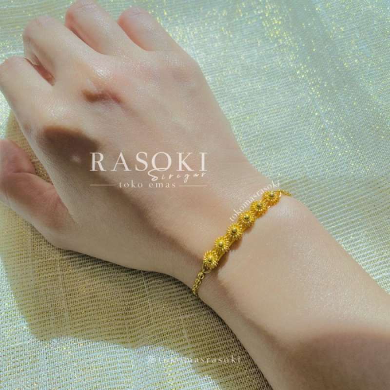 Jual Gelang Emas London 7gr 10gr Model Bunga Matahari Toko Emas Rasoki
