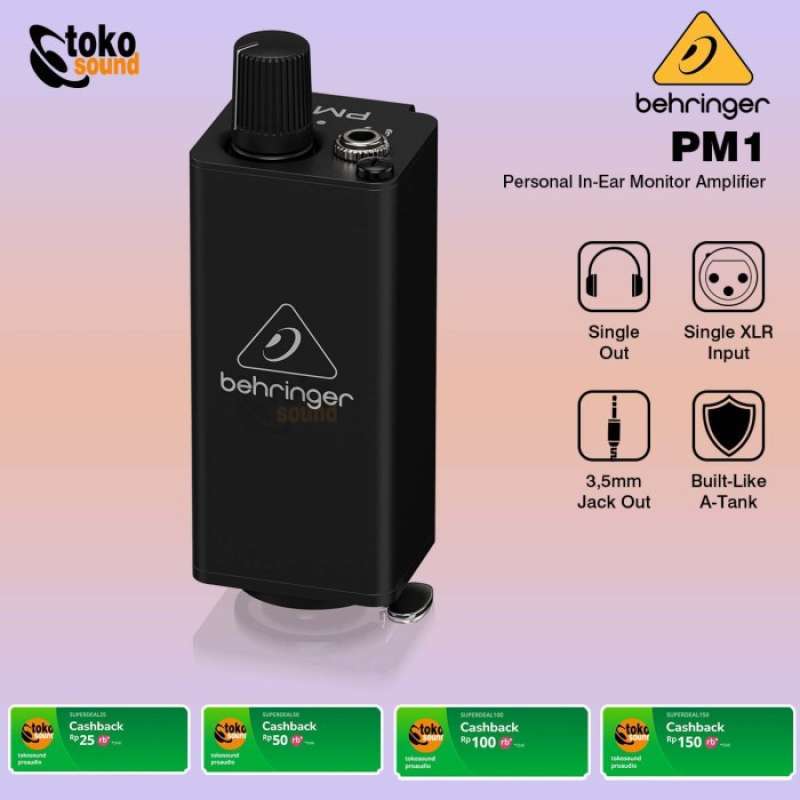 Promo Behringer Pm1 1-channel Stereo Personal In Ear Monitor Beltpack ...