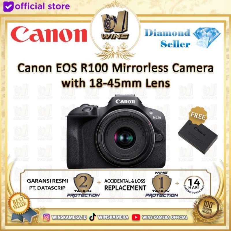 Promo Canon Eos R100 Mirrorless Camera Kit 18-45mm Lens - Garansi Resmi ...