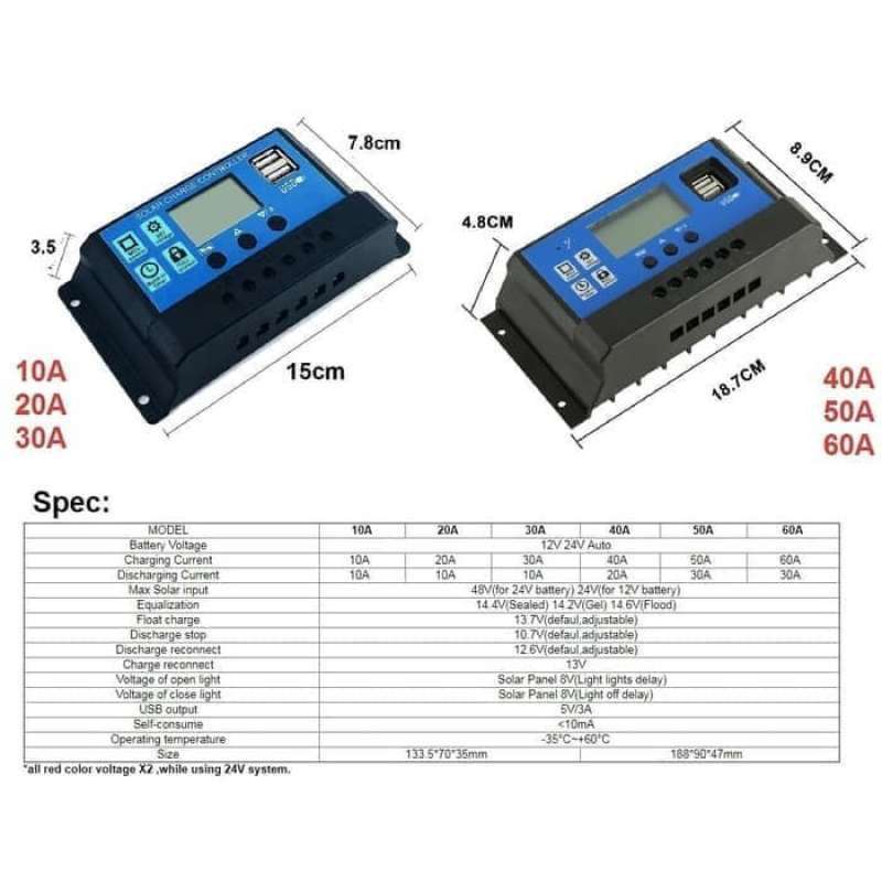 Promo Solar Charge Controller Pwm Panel Tenaga Surya 10a-60a / 12v ...