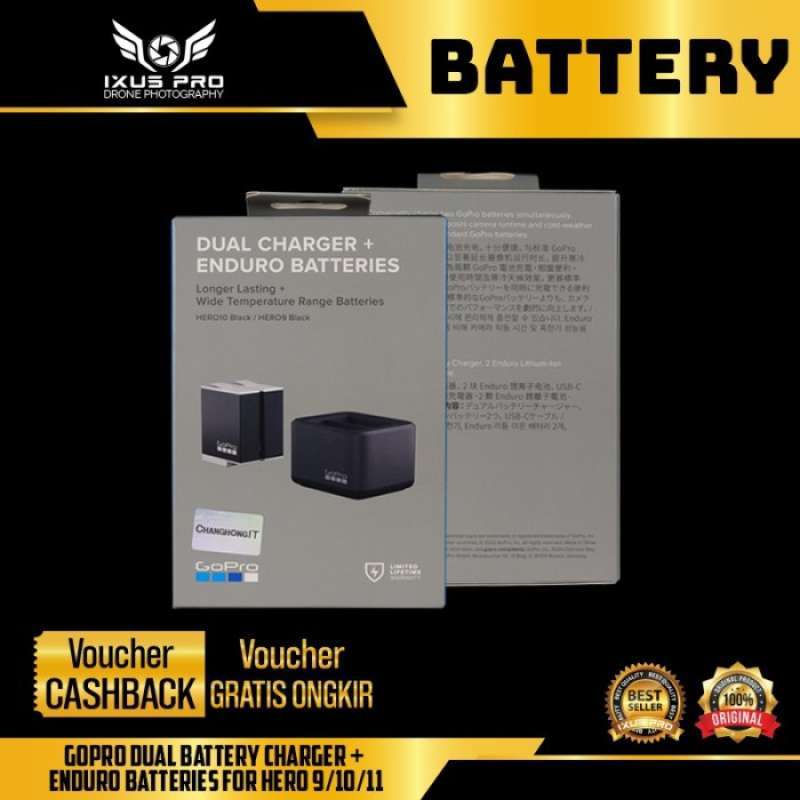 Chargeur Double Batterie GoPro Hero 12/11/10/9 LYONGTECH - Pour Batteries Enduro Et Standard