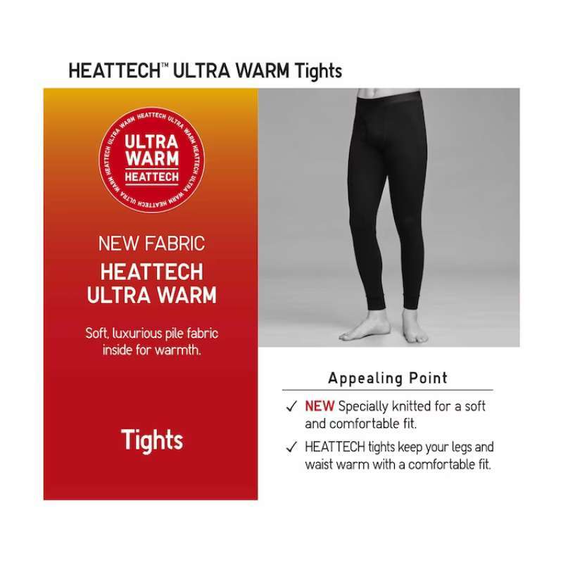 Jual Uniqlo Celana Long John Tights Pria Heattech Ultra Warm Black