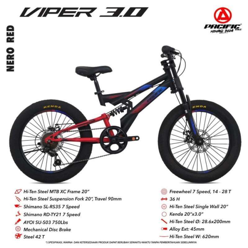 Promo Promo Sepeda Pacific Mtb Anak Viper 3.0 7 Speed 20 Full Suspension Nero Red Diskon 50 Di Seller Bayanaka Rawa Buaya Kota Jakarta Barat Blibli