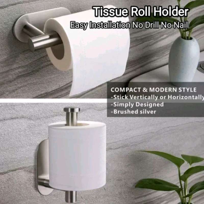 Jual Tissue roll holder no drill no nail tempat tisu gulung tisu toilet ...