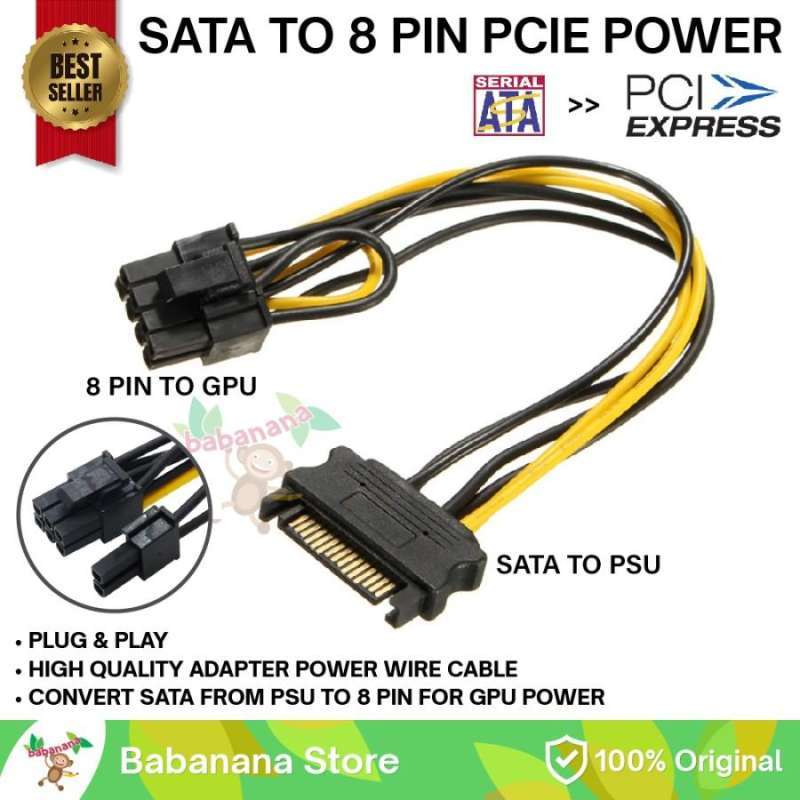 Kabel sata to pin pcie konverter gpu vga mining cable adapter power