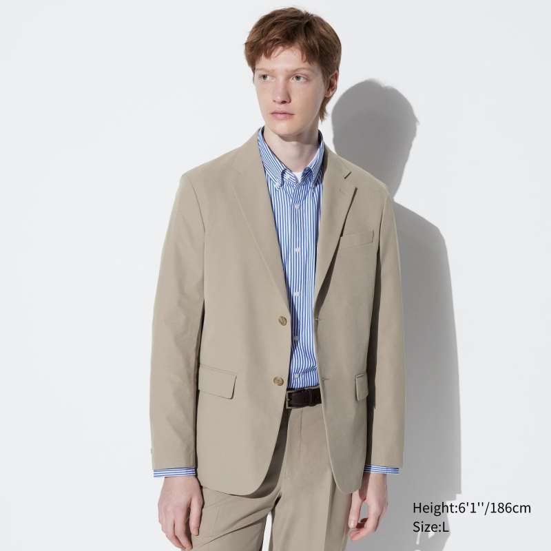UNIQLO Jacket Cotton Like Jaket Miracle Air pria AirSense Serupa Katun Beige