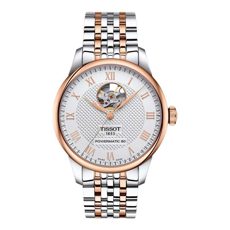 Jam Tangan Pria Tissot Le Locle Powermatic 80 T-Classic  Open Heart Stainless Steel Strap