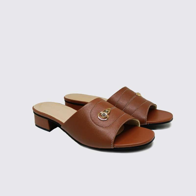 Heels Big Size Sandal Wanita Slide Tan Ukuran Jumbo Besar Gede  40-41-42-43-44-45