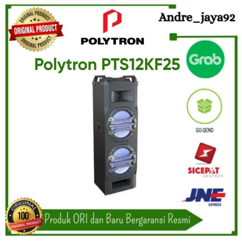 Polytron Portable Bluetooth Speaker Aktif with Dual Power AC Built-in Battery, 12-inch Double Woofer, and Super Bass. Perfect for Indoor and Outdoor Use