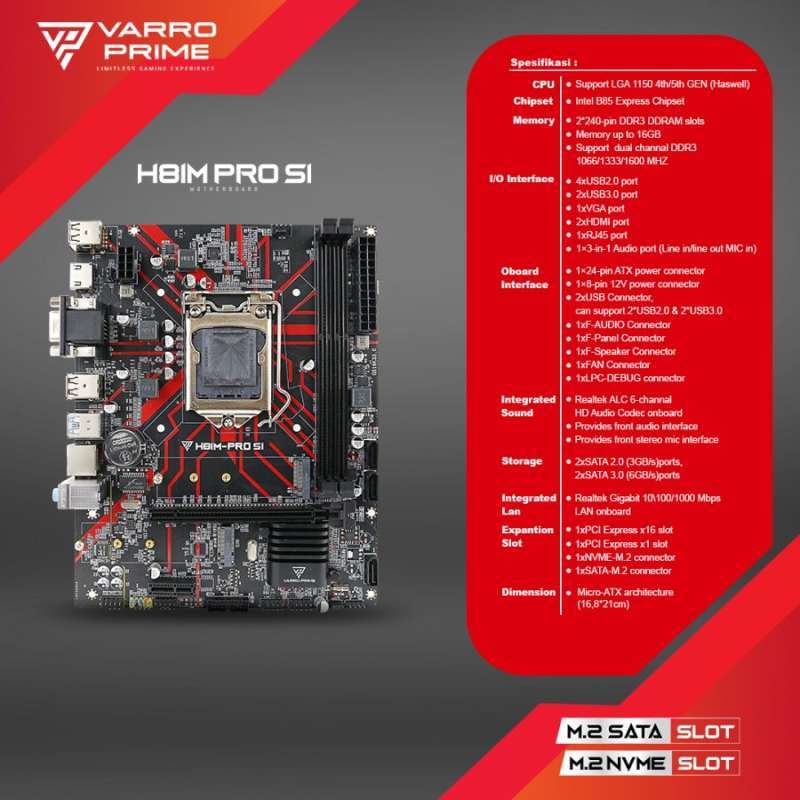 Jual Varro Prime H81m Pro S1 Motherboard Ddr3 Lga 1150 Di Seller