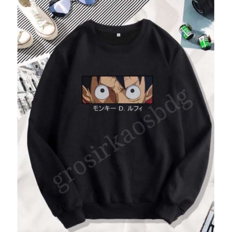 Jual Sweater Crewneck Anime Monkey D Luffy Sweater One Piece