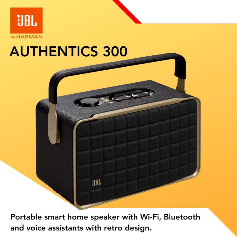 Speaker Wireless JBL Authentics 300 Portable smart home speaker with Wi-Fi,  Bluetooth and voice assistants with retro