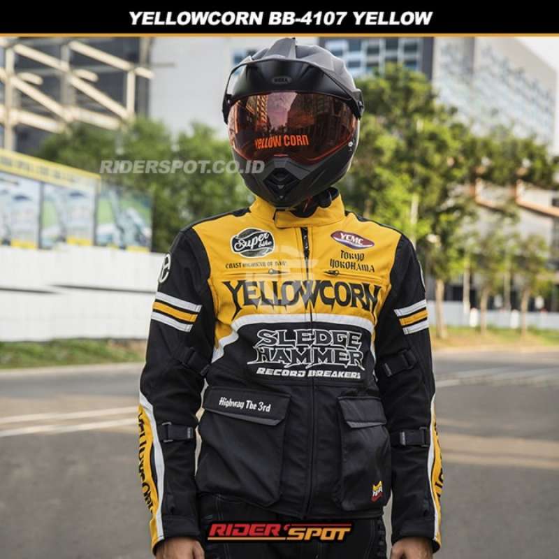 Jaket Motor YELLOWCORN Mesh Touring Jacket BB-4107 Yellow Riding Touring  Original Japan