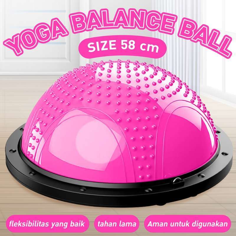 BG SPORT BOSU GYM BALL 58CM ALAT OLAHRAGA BOLA FITNESS PILATES BALANCE PAD  BALL RESISTANCE