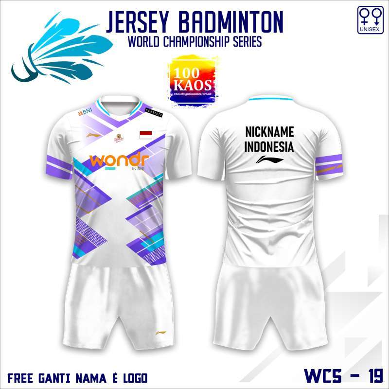 Jersey Dri Fit Olahraga Badminton Bulutangkis V-Neck Lengan Panjang, Lengan  Pendek, Setelan 01