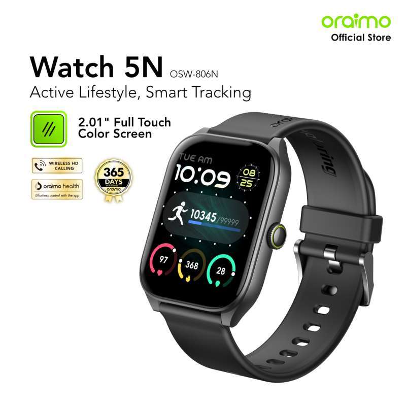 (NEW LAUNCH) oraimo Watch 5N Smartwatch OSW-806N Jam Tangan Pintar Layar  TFT Bluetooth Baterai Tahan Lama Tahan Air Debu Smartwatch AI  Generated