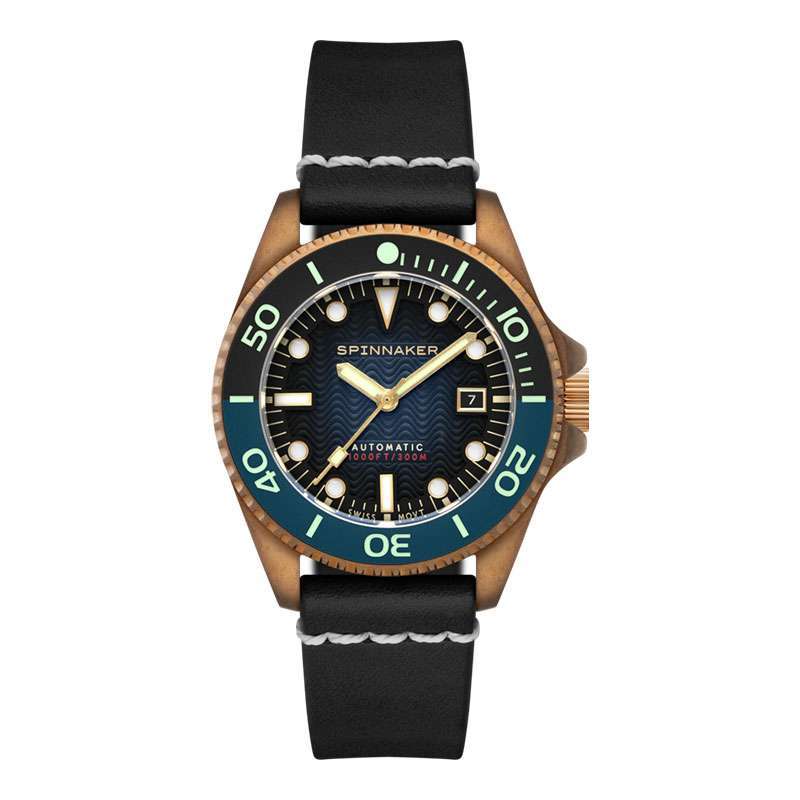 Jam Tangan Pria Spinnaker Tesei SP-5060-0A Bronze Men Automatic Midnight  Blue Dial Black Leather Strap