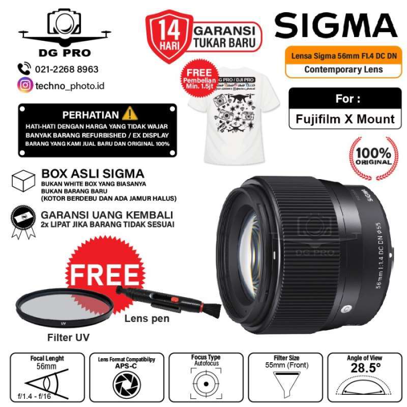 Sigma 56mm DC DN Contemporary Lens for FUJIFILM X Mount - Main Image