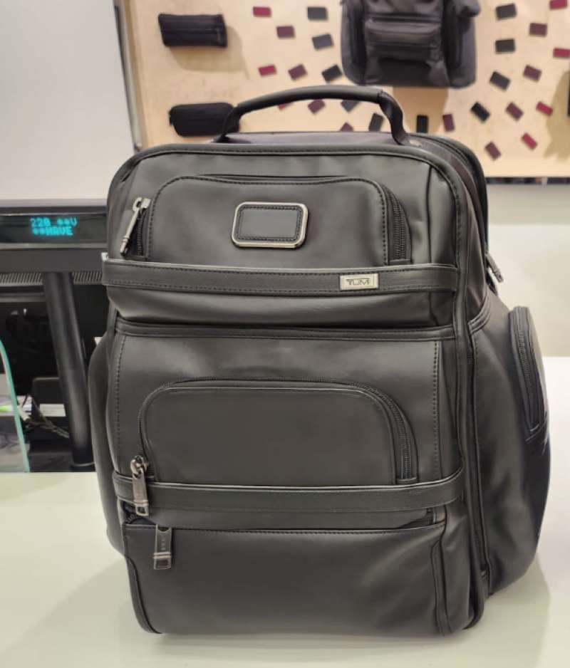 TUMI Alpha Brief Pack Bag Leather Tas Ransel Black