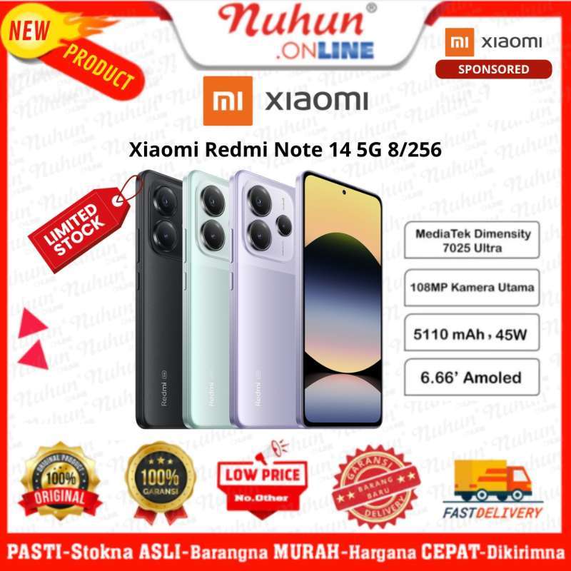Xiaomi Redmi Note 14 5G 8/256 GB 108MP AI camera system with OIS  MediaTek Dimensity 7025 Ultra Corning Gorilla Glass